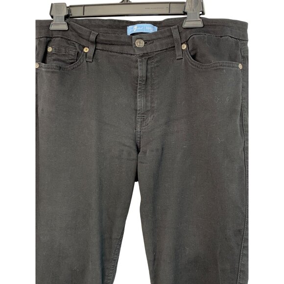 7 For All Mankind B(air) Black Skinny Jeans Womens Size 32 Raw Hem Crop GUC 8110 - Picture 3 of 10